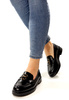 Damskie czarne mokasyny półbuty na klocku Potocki