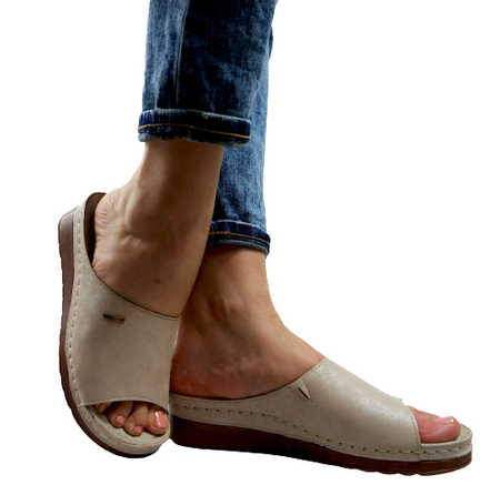 DAMSKIE NISKIE BEŻOWE KLAPKI