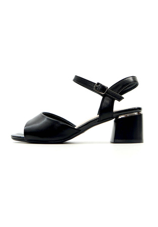 Damskie czarne matowe sandały na klocku