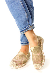 Damskie beżowe ażurowe koronkowe espadryle Potocki