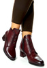 Damskie bordowe botki na obcasie 12667 potocki
