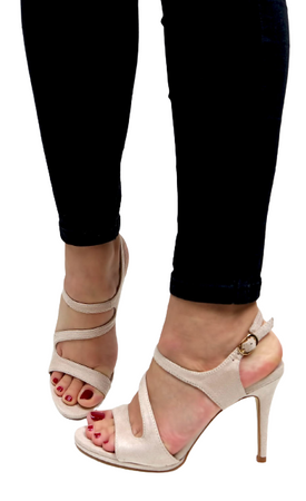 DAMSKIE BEŻOWE SANDAŁY 10CM