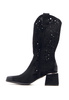 Damskie czarne ażurowe botki kowbojki kozaki Potocki