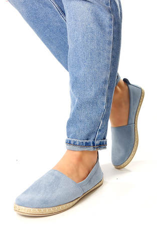 Damskie błękitne niebieskie wciągane półbuty espadryle Potocki