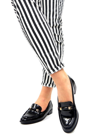 Damskie czarne lakierowane baleriny Potocki