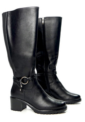 Damskie czarne długie kozaki z gumką Potocki