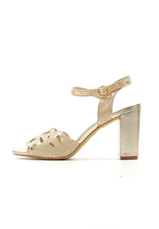 Damskie złote sandały na słupku