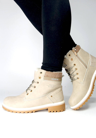 Damskie khaki beżowe trapery ocieplane Potocki