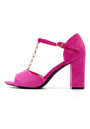 DAMSKIE FUKSJA SANDAŁY Z ZAKRYTĄ PIĘTĄ