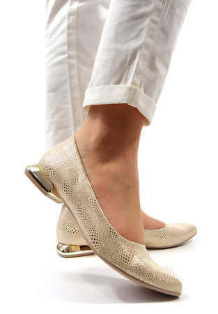 Damskie złote czółenka baleriny