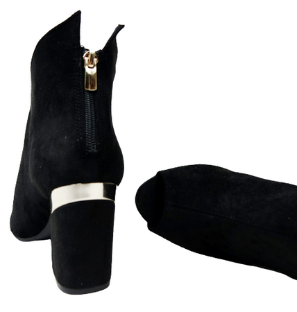 DAMSKIE CZARNE BOTKI SŁUPEK ODKRYTY PALEC