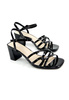 Damskie czarne sandały na słupku paski 