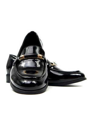 Damskie czarne lakierowane baleriny Potocki