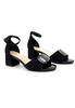 Damskie czarne zamszowe sandały na klocku