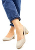 Damskie beżowe klasyczne czółenka klocek