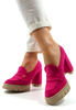 Damskie fuksja półbuty wysoki słupek