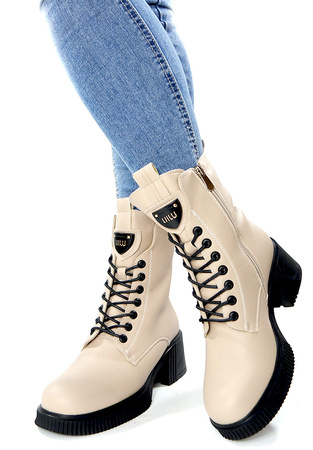 Damskie beżowe botki SKÓRA 10302 Cambell