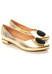 Damskie złote baleriny czółenka płaskie Potocki