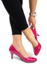 Damskie fuksja lakierowane czółenka 6 cm