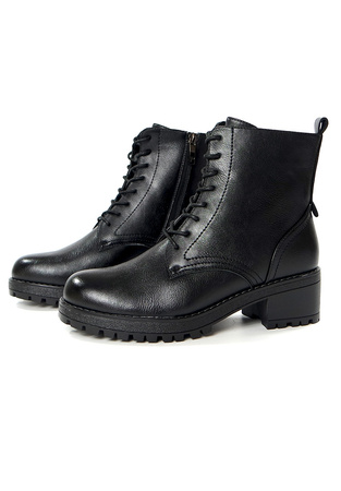 Damskie czarne botki na grubym klocku 12674 Potocki