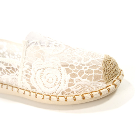 Damskie białe ażurowe koronkowe espadryle Potocki