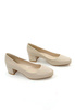 Damskie beżowe klasyczne czółenka klocek