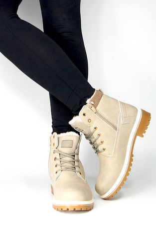 Damskie khaki beżowe trapery ocieplane Potocki