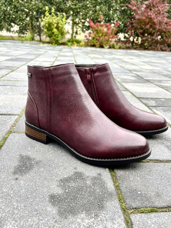 Damskie bordowe niskie botki na zamek 202 Sabatina