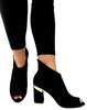 DAMSKIE CZARNE BOTKI SŁUPEK ODKRYTY PALEC