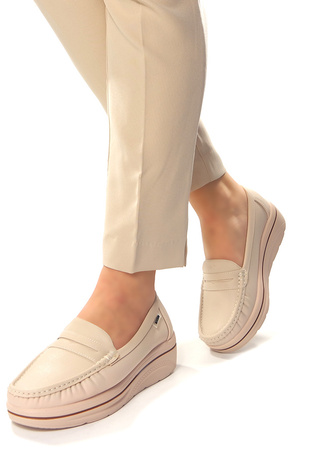 Damskie bardzo lekkie mokasyny półbuty na koturnie