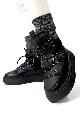 Damskie czarne śniegowce na platformie Potocki