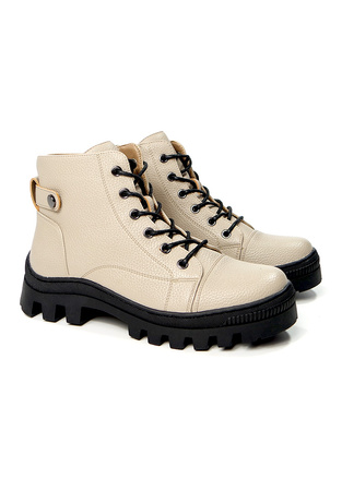 Damskie khaki beżowe niskie trapery Potocki