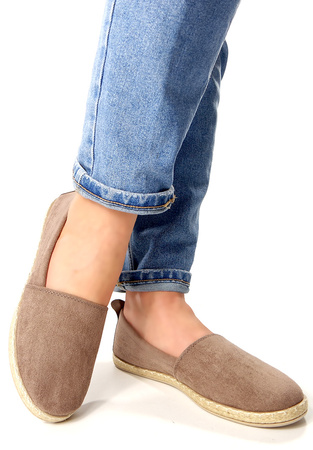 Damskie khaki brązowe wciągane półbuty espadryle Potocki