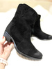 Damskie czarne zamszowe botki kowbojki