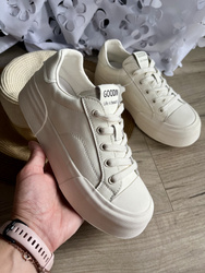 Damskie beżowe trampki ze skóry naturalnej