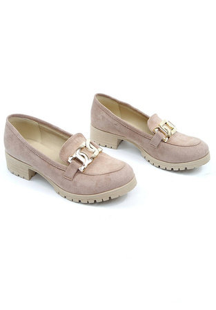 Damskie beżowe półbuty z łańcuchem