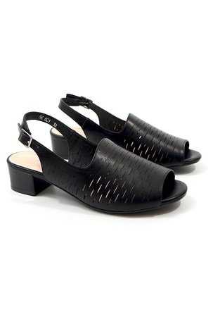 Damskie czarne niskie sandały