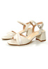 Damskie beżowe perłowe sandały na klocku Sergio Leone