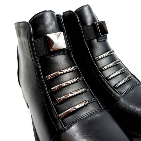 Damskie czarne krótkie botki z ociepleniem