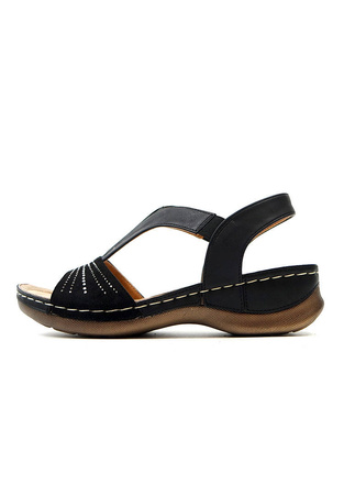 Damskie czarne sandały z gumkami