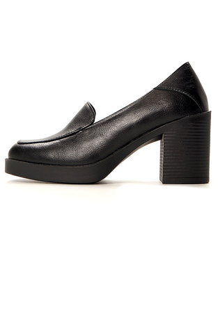 Damskie czarne półbuty wysoki słupek Potocki