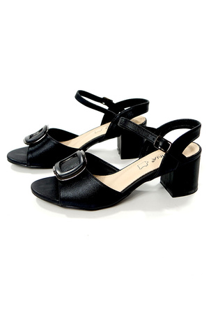 Damskie czarne sandały na klocku Sabatina