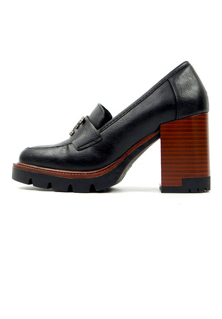 Damskie czarne półbuty wysoki słupek Potocki