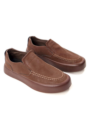 Wciągane półbuty męskie Nowacki TMF2023M-0443-G ciemny brąz