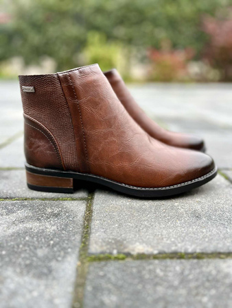 Damskie brązowe niskie botki na zamek 202 Sabatina