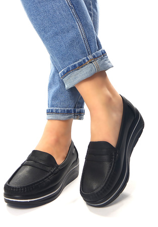 Damskie bardzo lekkie mokasyny półbuty na koturnie 