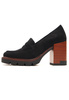 Damskie czarne półbuty czółenka na szerokim wysokim słupkuPotocki