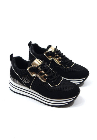 Damskie czarne obuwie sportowe koturn Potocki