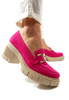 Damskie fuksja zamszowe półbuty słupek