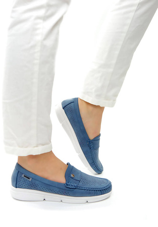 Damskie lekkie niebieskie błękitne mokasyny